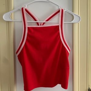 Red Ribbed Crop Top